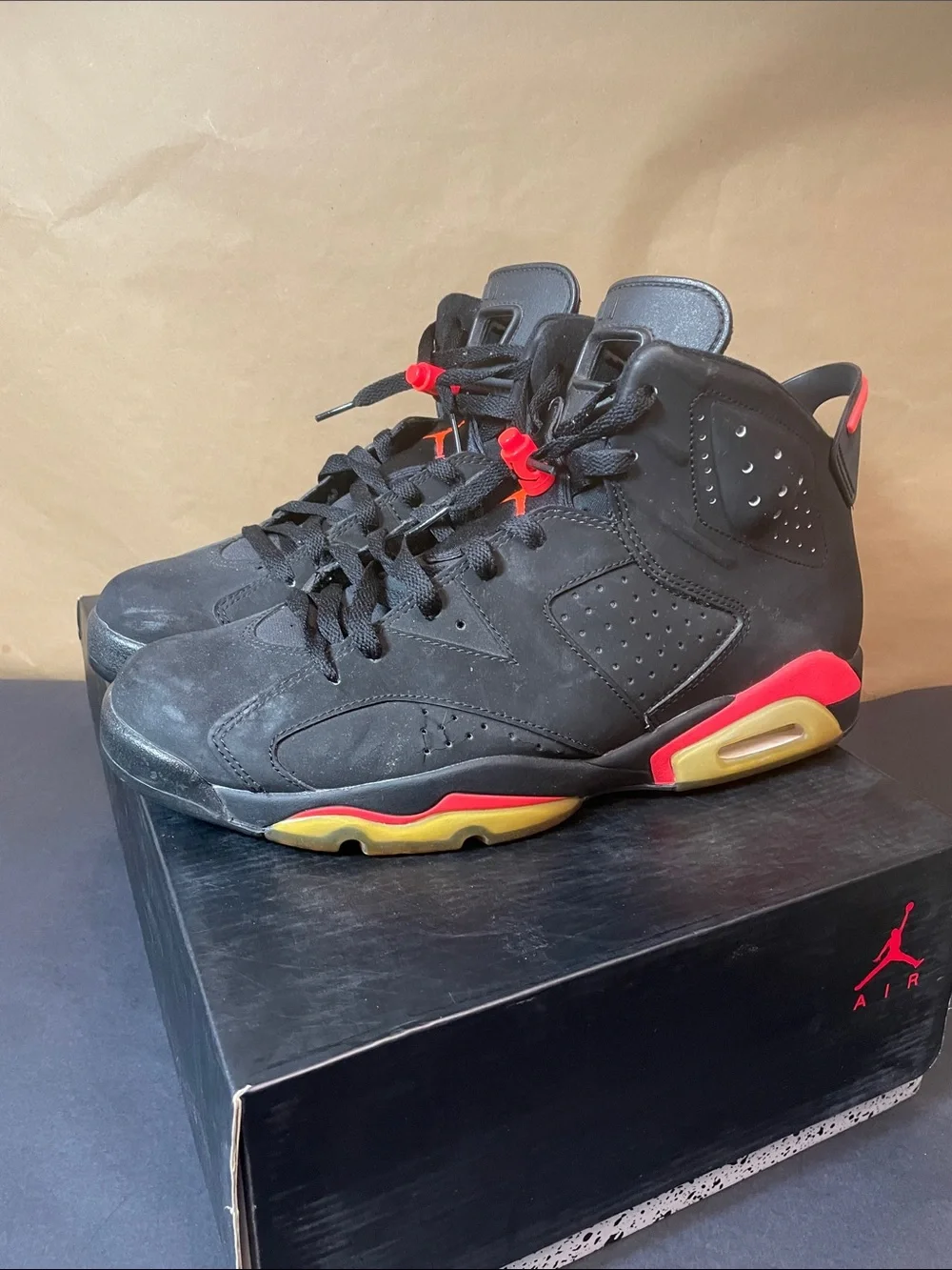 Jordan Men’s Black and Red High-Top Sneakers